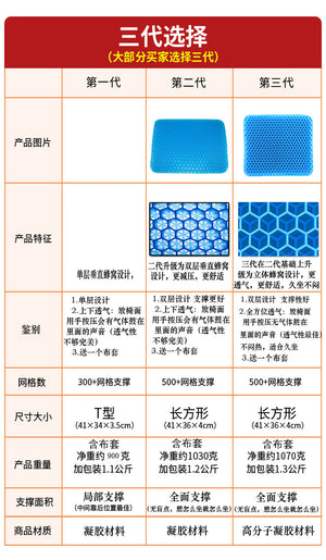 新款三代全透气鸡蛋凝胶坐垫蜂窝汽车座垫透气软垫多功能冰垫凉垫