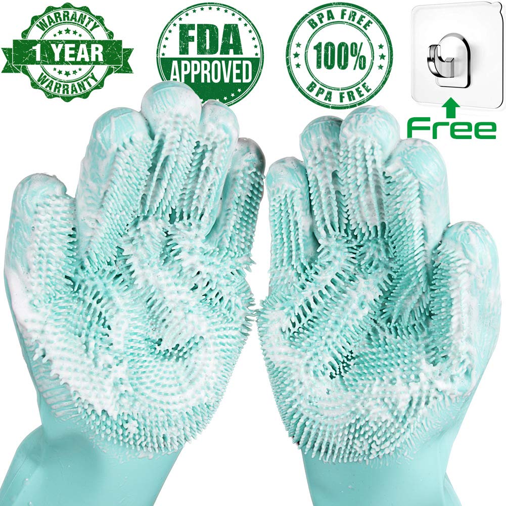 Magia Del Silicone Lavastoviglie Scrubber di Lavaggio del Piatto Spugna Macchia di Gomma Guanti Da Cucina di Pulizia 1 Coppia