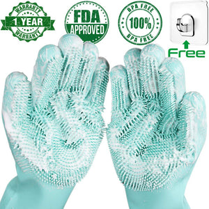 Magia Del Silicone Lavastoviglie Scrubber di Lavaggio del Piatto Spugna Macchia di Gomma Guanti Da Cucina di Pulizia 1 Coppia