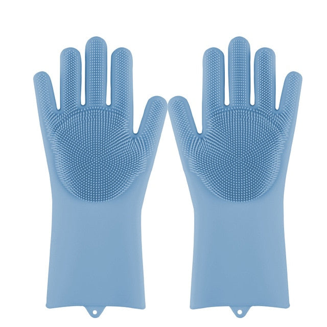 Magia Del Silicone Lavastoviglie Scrubber di Lavaggio del Piatto Spugna Macchia di Gomma Guanti Da Cucina di Pulizia 1 Coppia