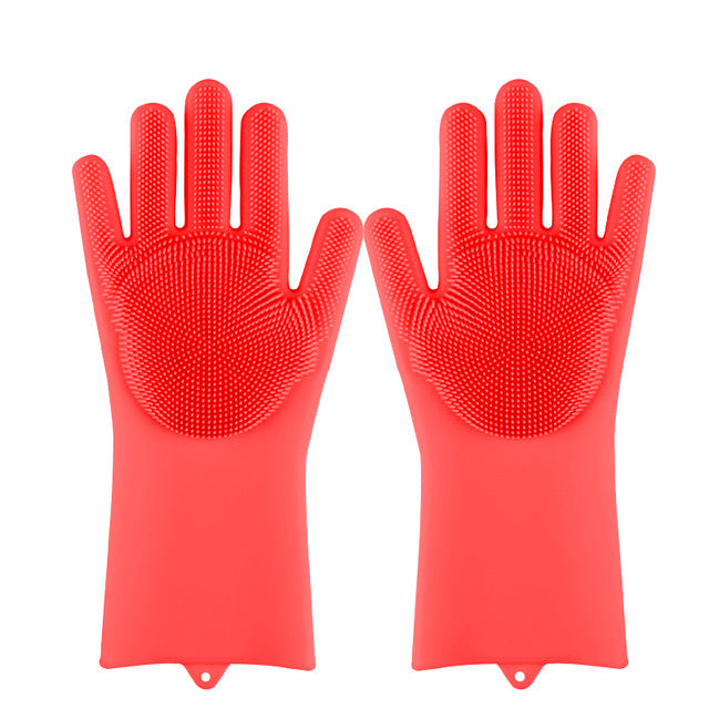 Magia Del Silicone Lavastoviglie Scrubber di Lavaggio del Piatto Spugna Macchia di Gomma Guanti Da Cucina di Pulizia 1 Coppia