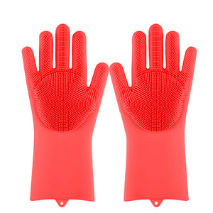 Magia Del Silicone Lavastoviglie Scrubber di Lavaggio del Piatto Spugna Macchia di Gomma Guanti Da Cucina di Pulizia 1 Coppia