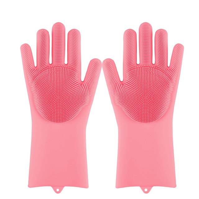 Magia Del Silicone Lavastoviglie Scrubber di Lavaggio del Piatto Spugna Macchia di Gomma Guanti Da Cucina di Pulizia 1 Coppia