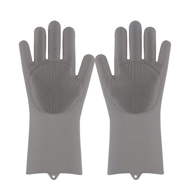 Magia Del Silicone Lavastoviglie Scrubber di Lavaggio del Piatto Spugna Macchia di Gomma Guanti Da Cucina di Pulizia 1 Coppia