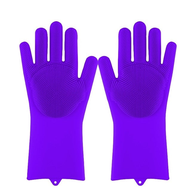 Magia Del Silicone Lavastoviglie Scrubber di Lavaggio del Piatto Spugna Macchia di Gomma Guanti Da Cucina di Pulizia 1 Coppia