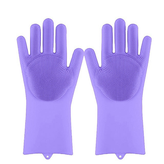 Magia Del Silicone Lavastoviglie Scrubber di Lavaggio del Piatto Spugna Macchia di Gomma Guanti Da Cucina di Pulizia 1 Coppia