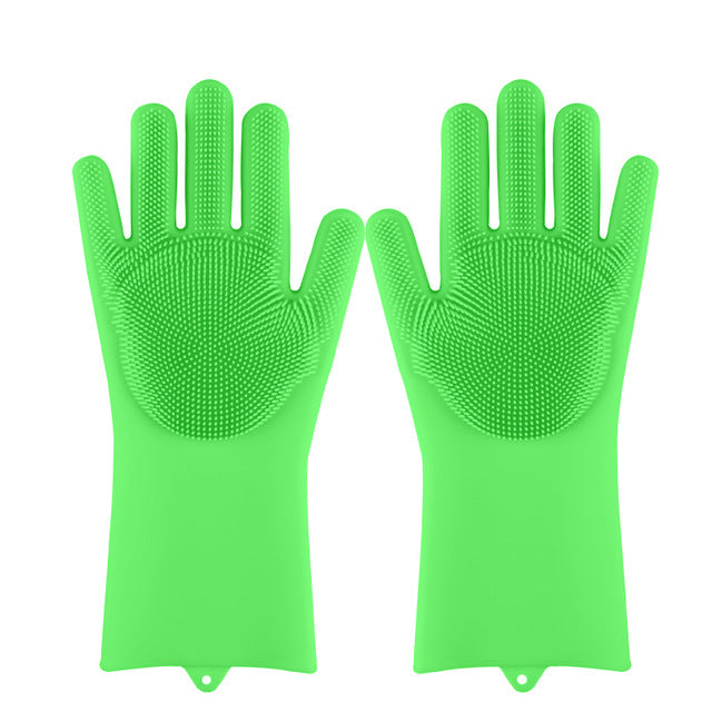 Magia Del Silicone Lavastoviglie Scrubber di Lavaggio del Piatto Spugna Macchia di Gomma Guanti Da Cucina di Pulizia 1 Coppia
