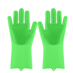 Magia Del Silicone Lavastoviglie Scrubber di Lavaggio del Piatto Spugna Macchia di Gomma Guanti Da Cucina di Pulizia 1 Coppia