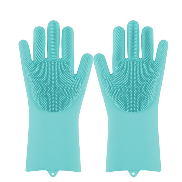 Magia Del Silicone Lavastoviglie Scrubber di Lavaggio del Piatto Spugna Macchia di Gomma Guanti Da Cucina di Pulizia 1 Coppia